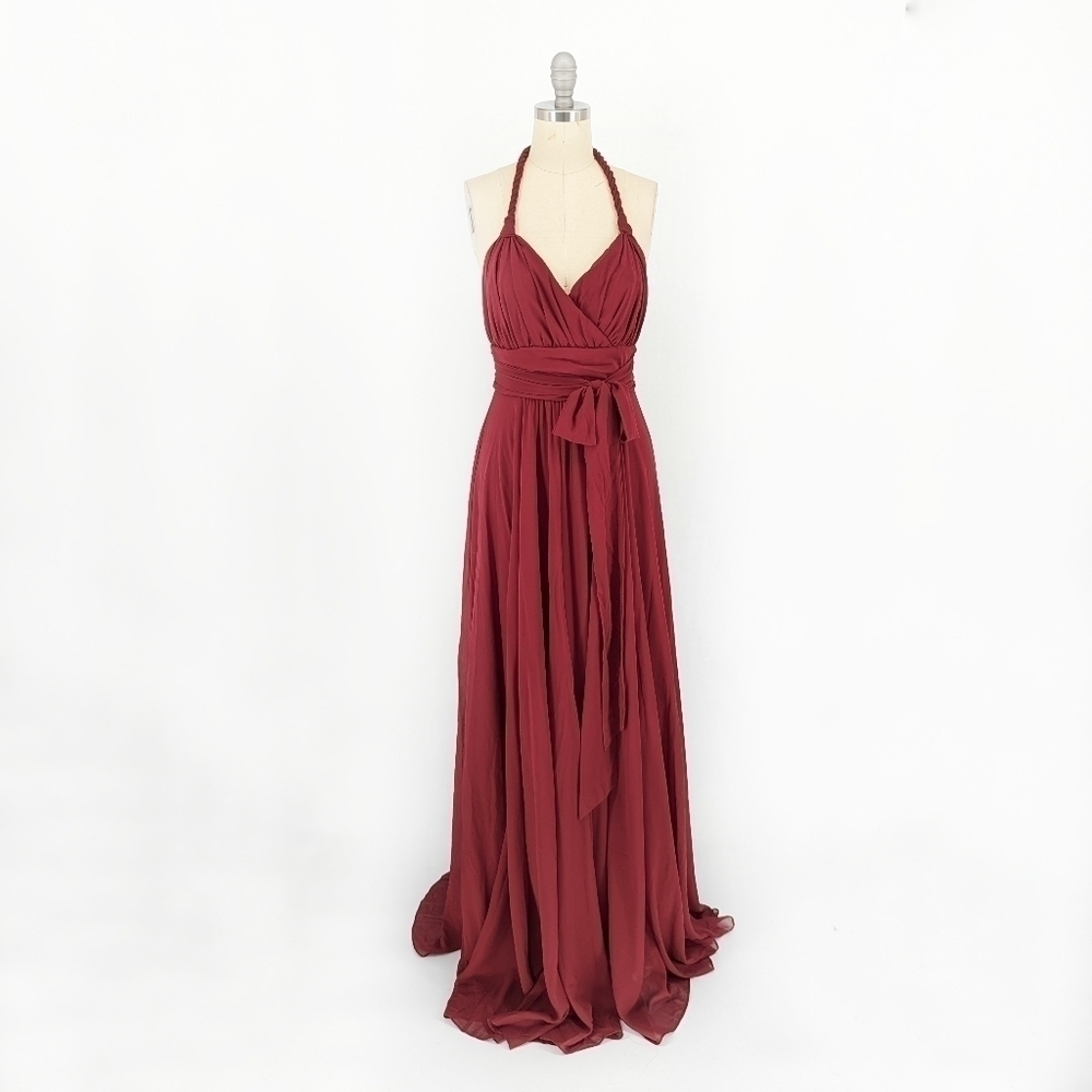 Entro Maxi Dress Red S halter wedding evening formal special occasion prom boho